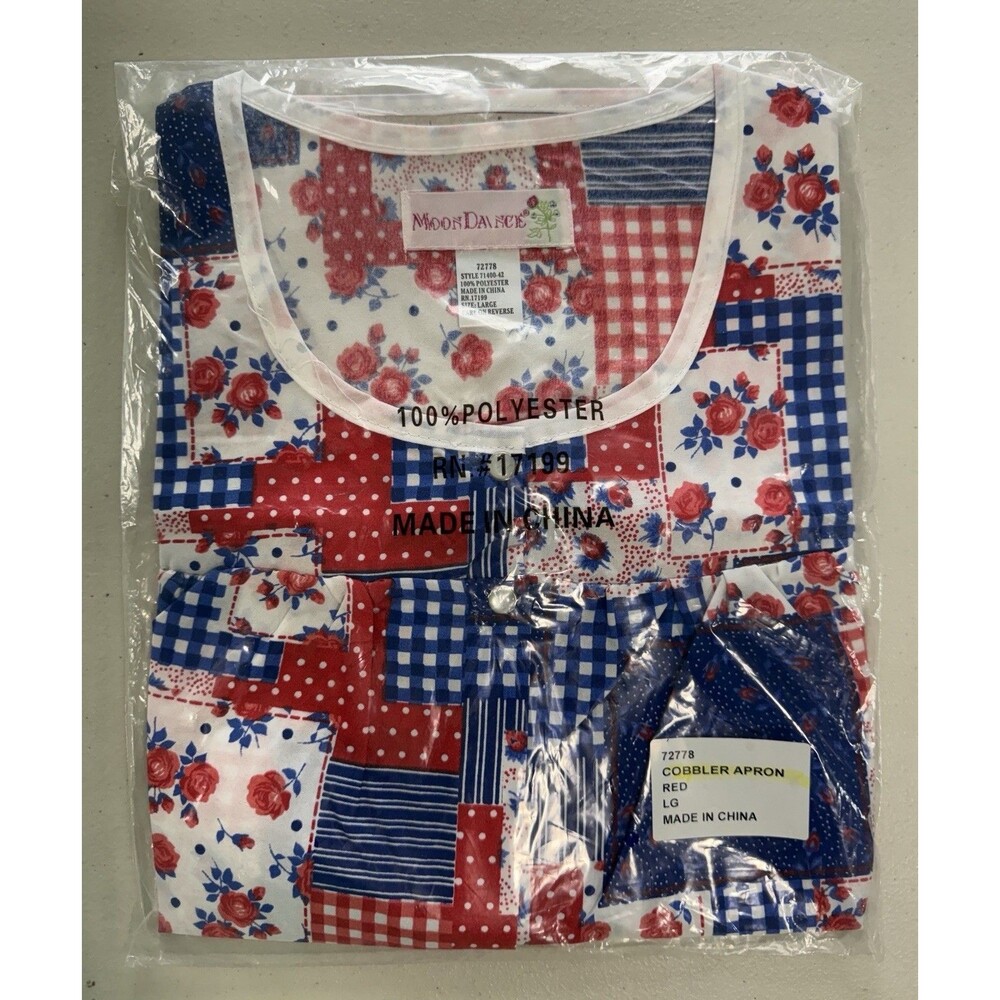 New Cobbler Apron Patchwork Print Size Large Sealed Package Snap‎ Front Pockets